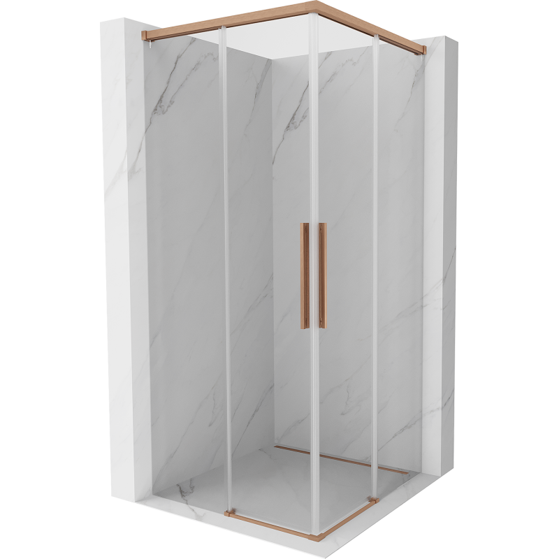 Mexen Rox Duo Schiebetür-Duschkabine 110 x 110 cm, transparent, gebürstetes Kupfer - 8C2D-110-110-65-00