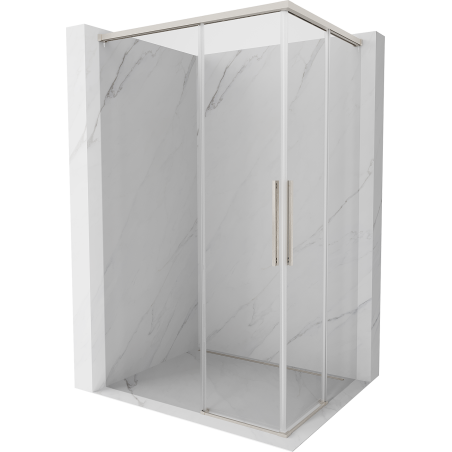 Mexen Rox Duo Schiebetür Duschkabine 100 x 75 cm, transparent, gebürsteter Nickel - 8C2D-100-075-97-00