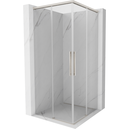Mexen Rox Duo Duschkabine Schiebetür 80 x 80 cm, transparent, gebürsteter Nickel - 8C2D-080-080-97-00