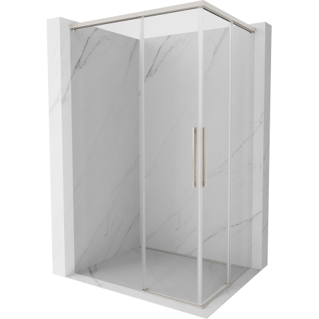 Mexen Rox Duo Duschkabine, Schiebetür 100 x 90 cm, transparent, gebürsteter Nickel - 8C2D-100-090-97-00