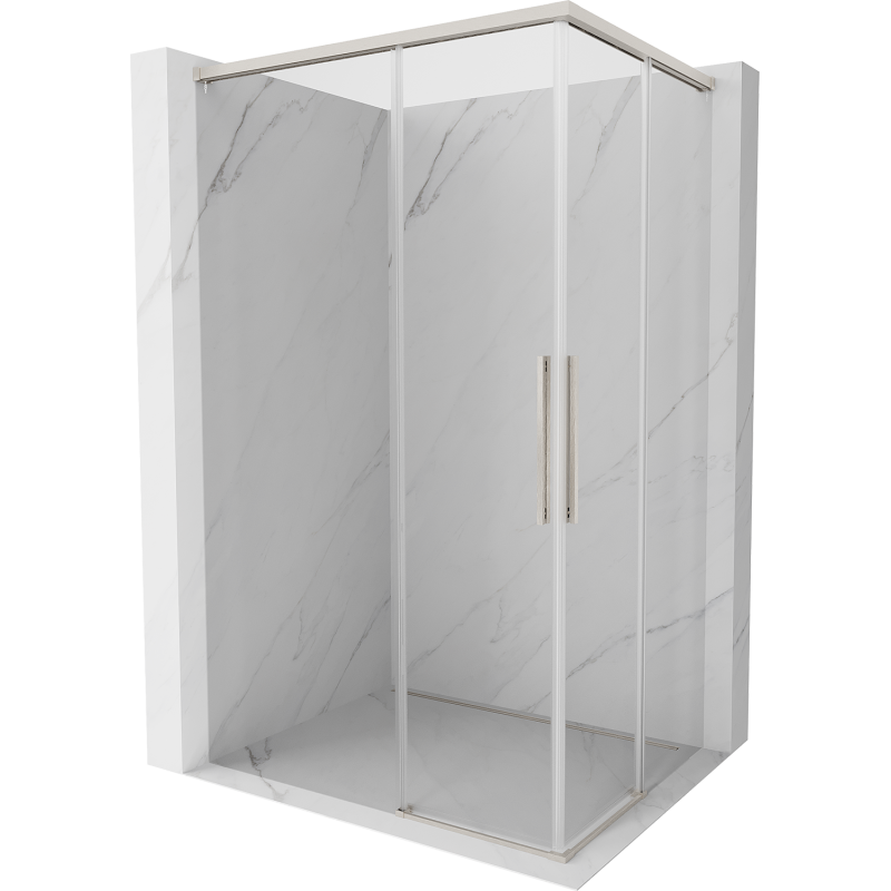 Mexen Rox Duo Duschkabine Schiebetür 110 x 90 cm, transparent, gebürsteter Nickel - 8C2D-110-090-97-00