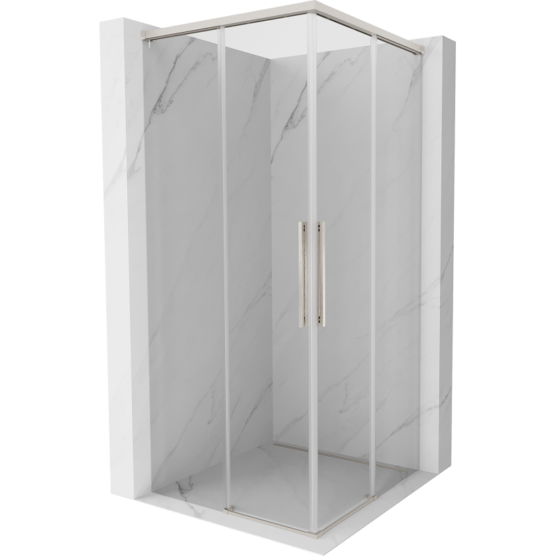 Mexen Rox Duo Duschkabine, gleitend, 95 x 95 cm, transparent, gebürstetes Nickel - 8C2D-095-095-97-00