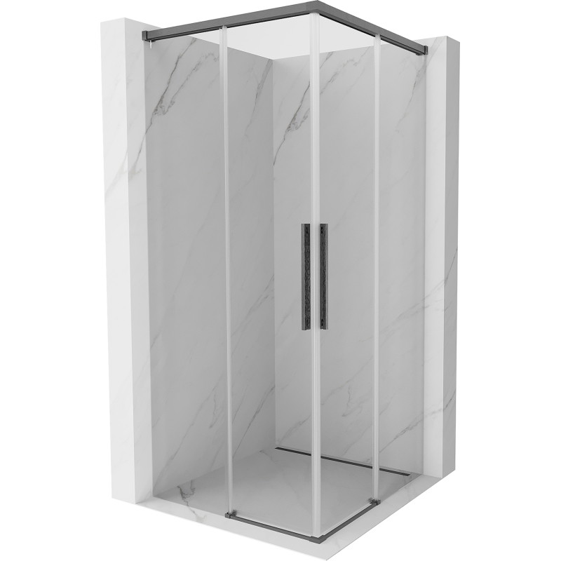 Mexen Rox Duo Duschkabine Schiebetür 80 x 80 cm, transparent, gebürstet gunsmoke-grau - 8C2D-080-080-66-00