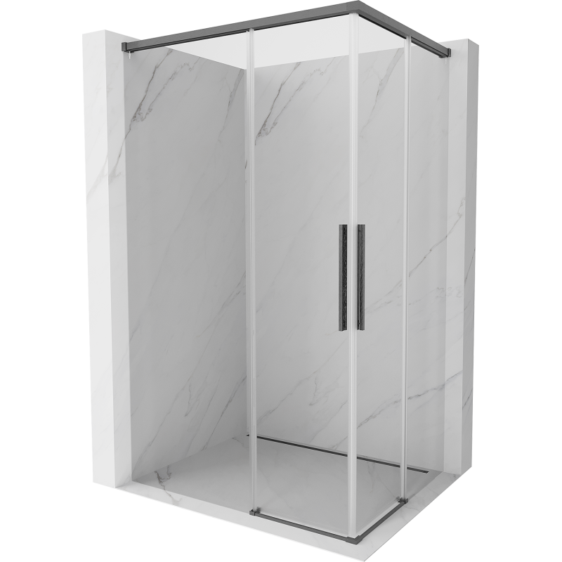 Mexen Rox Duo Duschkabine verschiebbar 100 x 90 cm, transparent, gebürstetes Gun Gray - 8C2D-100-090-66-00