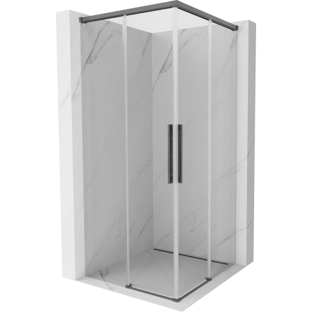 Mexen Rox Duo Duschkabine, Schiebetür, 95 x 95 cm, transparent, gebürstetes Gun Gray - 8C2D-095-095-66-00