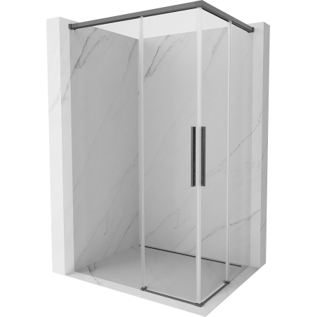 Mexen Rox Duo Duschkabine Schiebetür 120 x 100 cm, transparent, gebürstetes Gun Gray - 8C2D-120-100-66-00