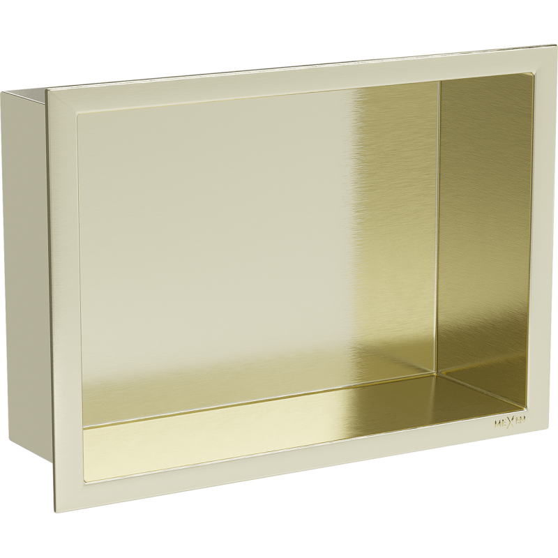 Mexen X-Wall-R Nischenregal mit Flansch 30 x 20 cm, gebürstetes Gold - 1950302010