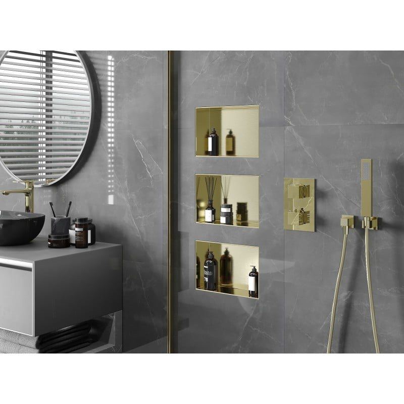 Mexen X-Wall-NR nischenregal ohne flansch 30 x 20 cm, gebürstetes gold - 1951302010