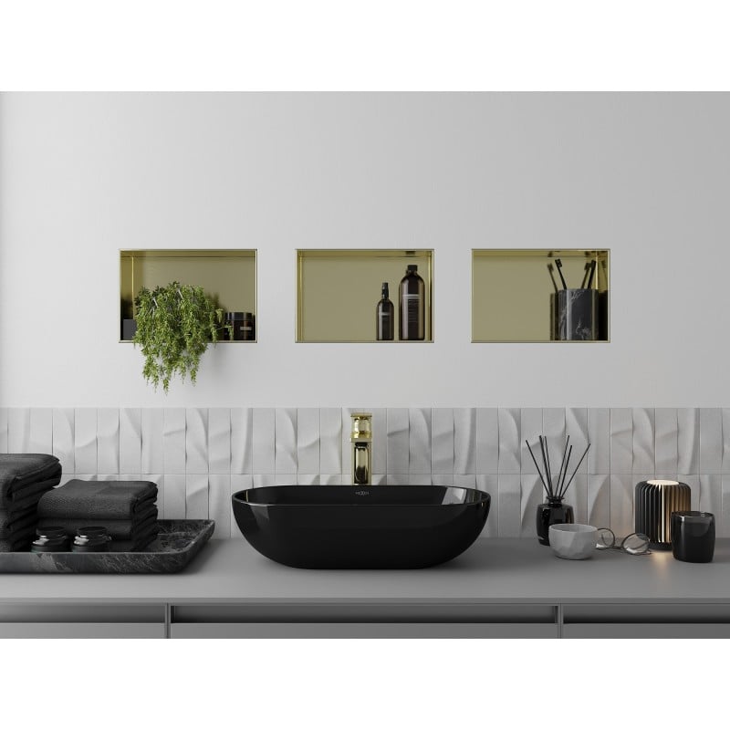Mexen X-Wall-NR nischenregal ohne flansch 30 x 20 cm, gebürstetes gold - 1951302010