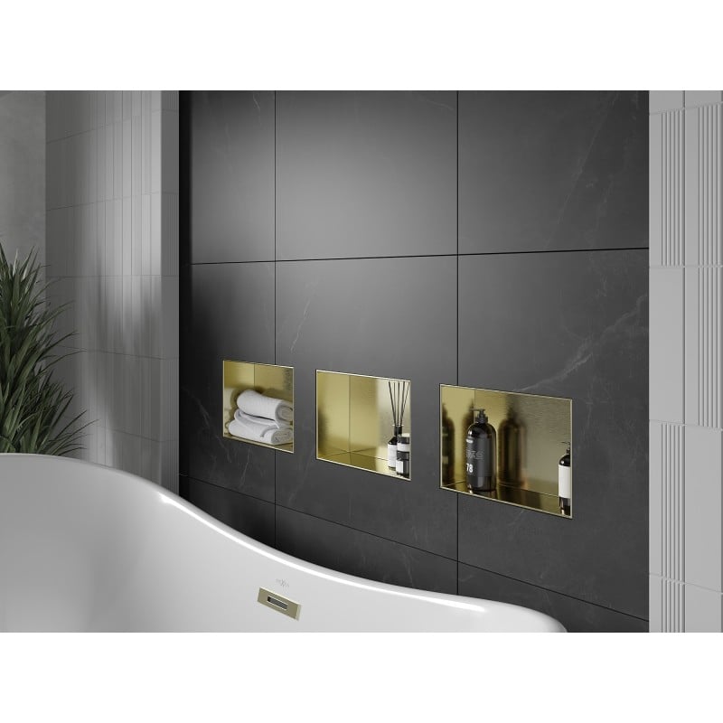 Mexen X-Wall-NR nischenregal ohne flansch 30 x 20 cm, gebürstetes gold - 1951302010