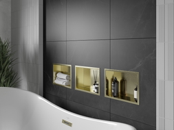 Mexen X-Wall-R Nischenregal mit Flansch 30 x 20 cm, gebürstetes Gold - 1950302010