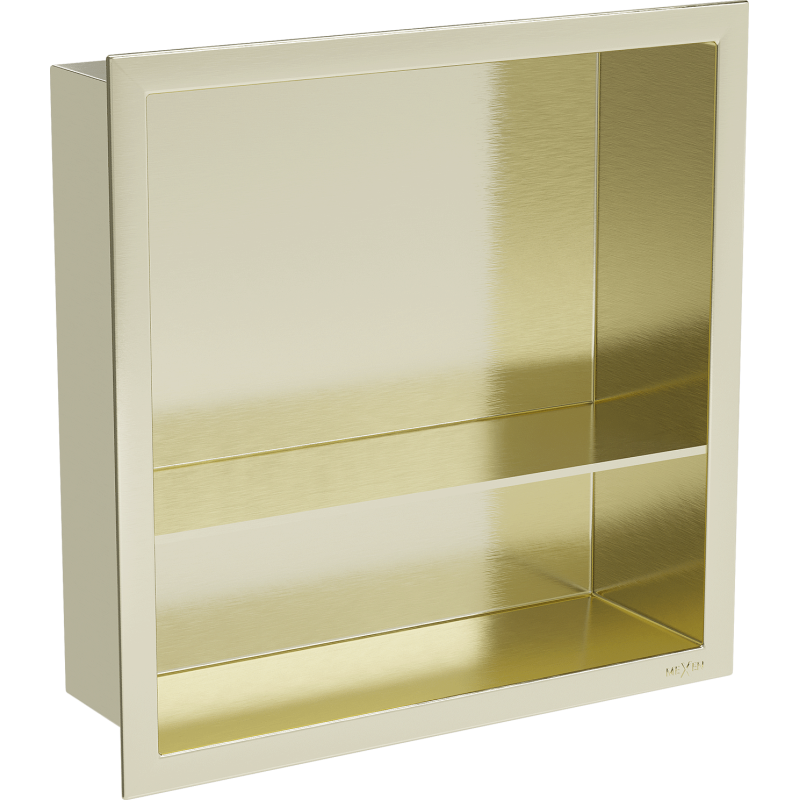 Mexen X-Wall-R Nischenregal mit Flansch und Regal 30 x 30 cm, gebürstetes Gold - 1950303010S
