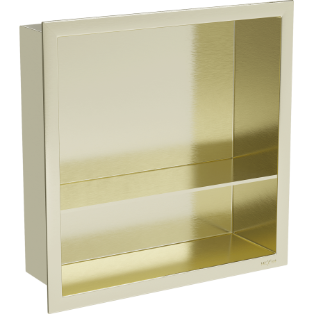 Mexen X-Wall-R Nischenregal mit Flansch und Regal 30 x 30 cm, gebürstetes Gold - 1950303010S