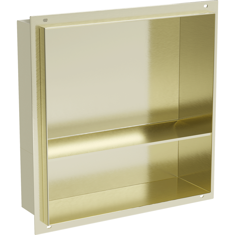 Mexen X-Wall-NR Nischenregal ohne Flansch mit Ablage 30 x 30 cm, gebürstetes Gold - 1951303010S