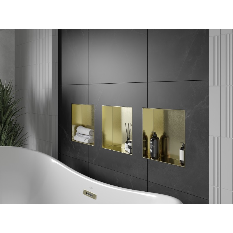 Mexen X-Wall-NR Nischenregal ohne Flansch 30 x 30 cm, gebürstet gold - 1951303010