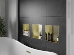 Mexen X-Wall-NR Nischenregal ohne Flansch 30 x 30 cm, gebürstet gold - 1951303010