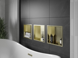 Mexen X-Wall-R Nischenregal mit Flansch 30 x 30 cm, gebürstet Gold - 1950303010