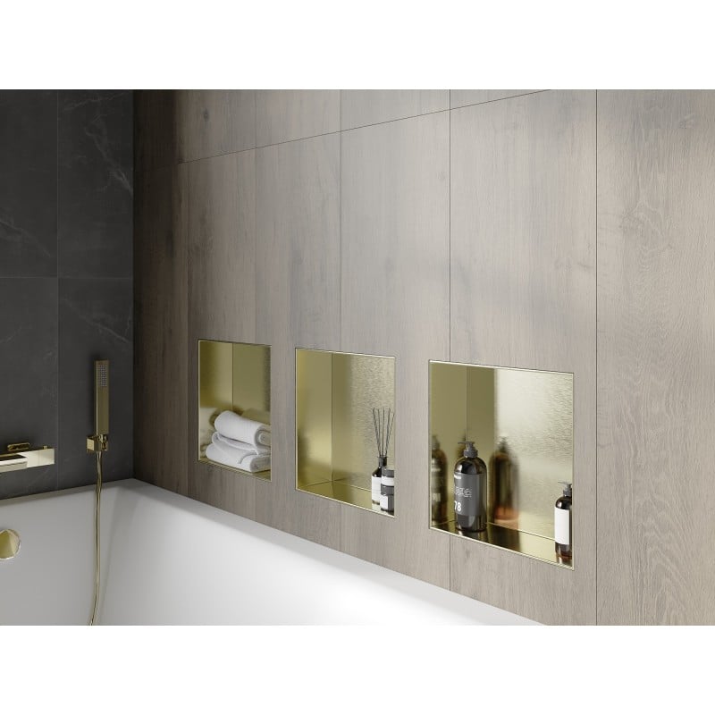 Mexen X-Wall-NR Nischenregal ohne Flansch 30 x 30 cm, gebürstet gold - 1951303010