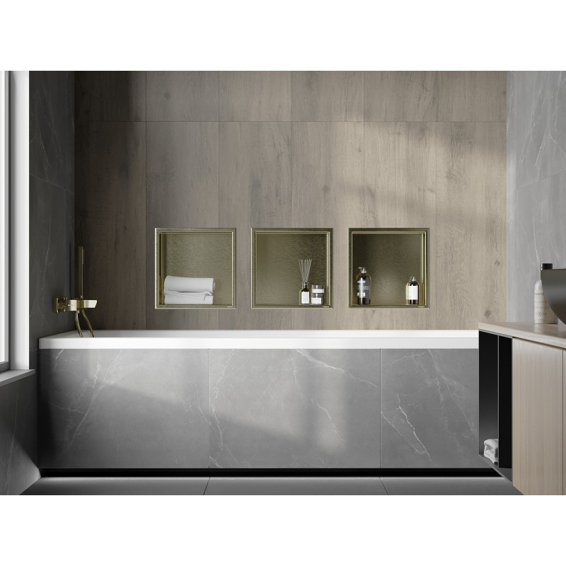 Mexen X-Wall-R Nischenregal mit Flansch 30 x 30 cm, gebürstet Gold - 1950303010