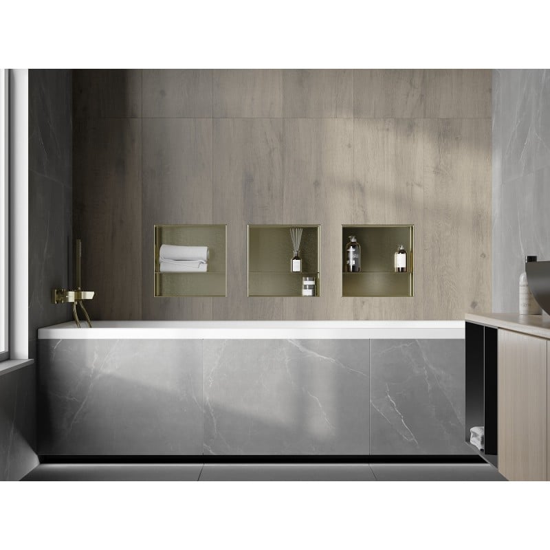 Mexen X-Wall-NR Nischenregal ohne Flansch mit Ablage 30 x 30 cm, gebürstetes Gold - 1951303010S
