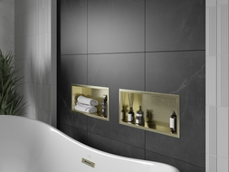 Mexen X-Wall-R Nischenregal mit Flansch 45 x 20 cm, gold gebürstet - 1950452010