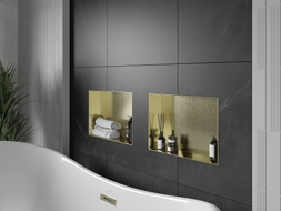 Mexen X-Wall-NR Nischenregal ohne Flansch 45 x 30 cm, gebürstetes Gold - 1951453010