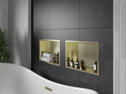 Mexen X-Wall-R Nischenregal mit Flansch 45 x 30 cm, gebürstetes Gold - 1950453010