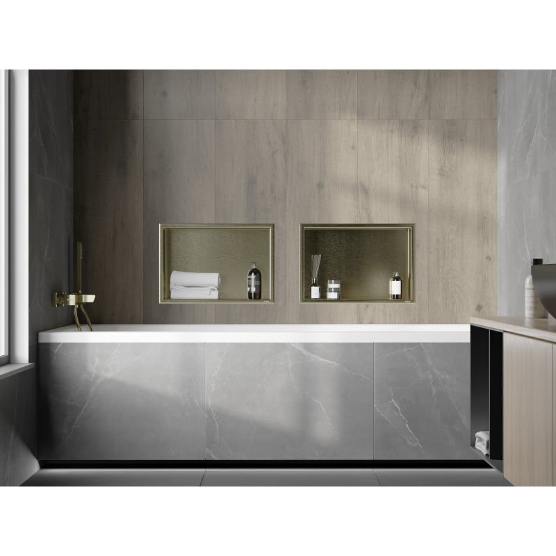 Mexen X-Wall-R Nischenregal mit Flansch 45 x 30 cm, gebürstetes Gold - 1950453010