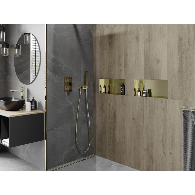 Mexen X-Wall-NR Nischenregal ohne Blende 45 x 20 cm, gebürstet gold - 1951452010