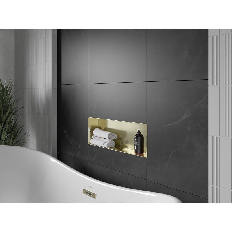 Mexen X-Wall-NR Nischenregal ohne Flansch 60 x 20 cm, gebürstet Gold - 1951602010