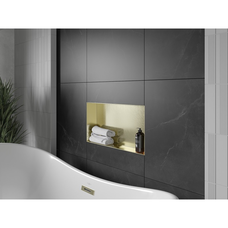 Mexen X-Wall-NR Einbauregal ohne Blende 60 x 30 cm, gebürstetes Gold - 1951603010