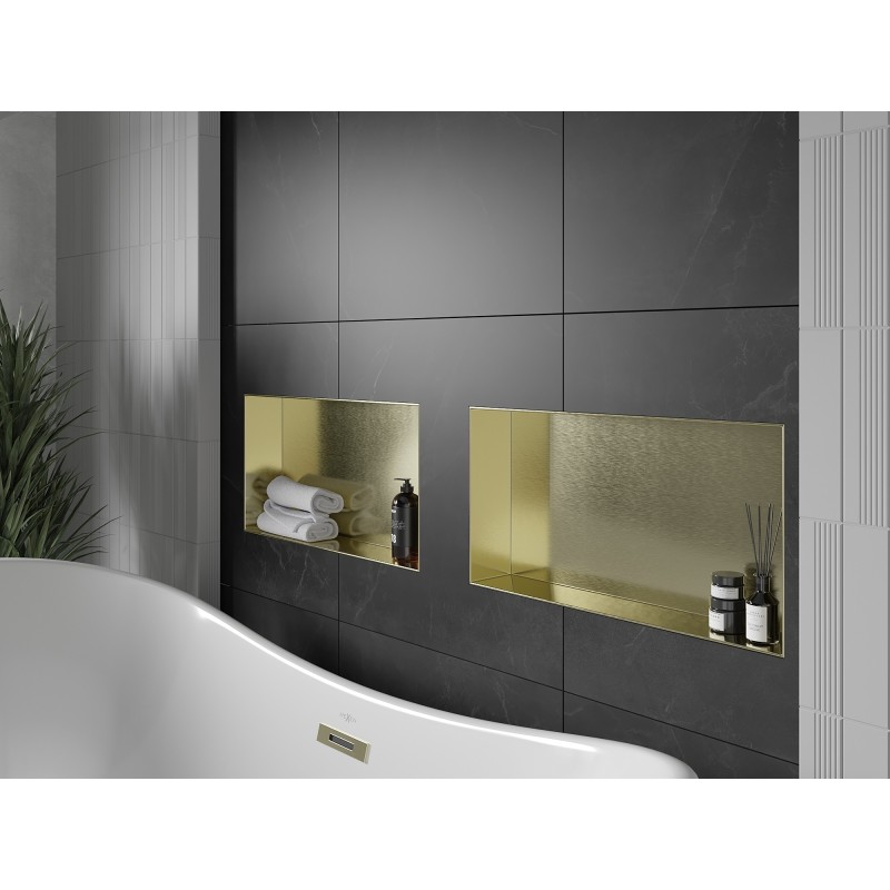 Mexen X-Wall-NR Einbauregal ohne Blende 60 x 30 cm, gebürstetes Gold - 1951603010