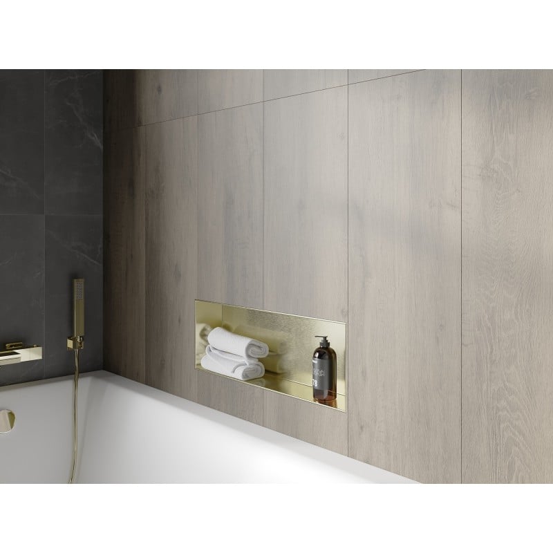 Mexen X-Wall-NR Nischenregal ohne Flansch 60 x 20 cm, gebürstet Gold - 1951602010