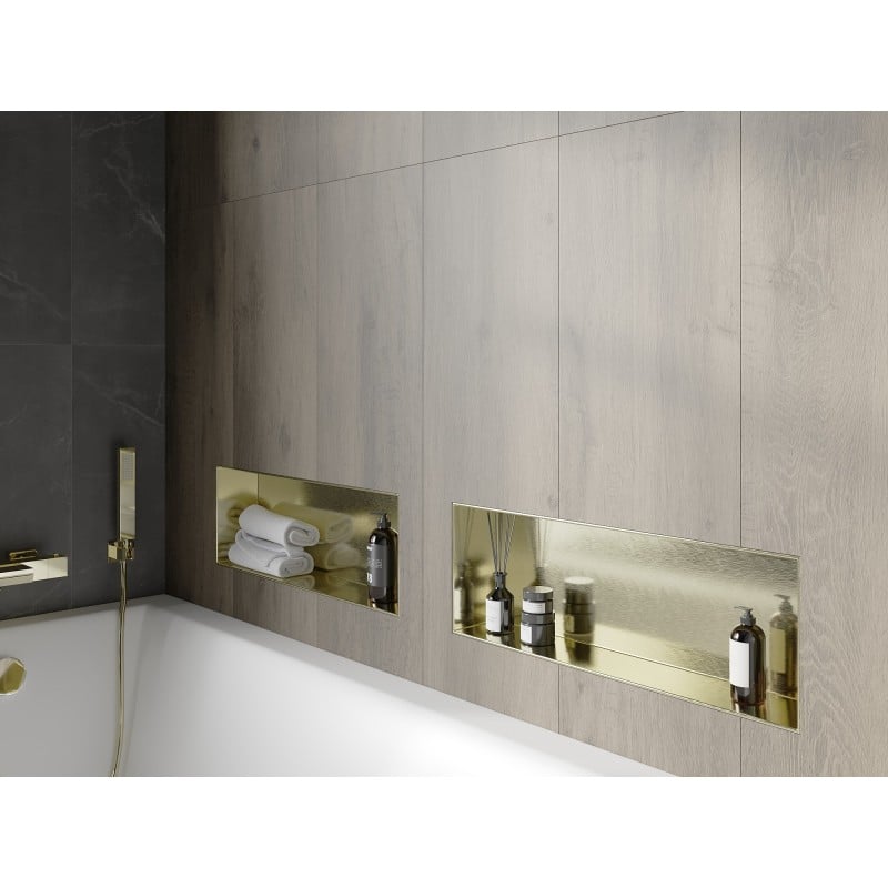 Mexen X-Wall-NR Nischenregal ohne Flansch 60 x 20 cm, gebürstet Gold - 1951602010