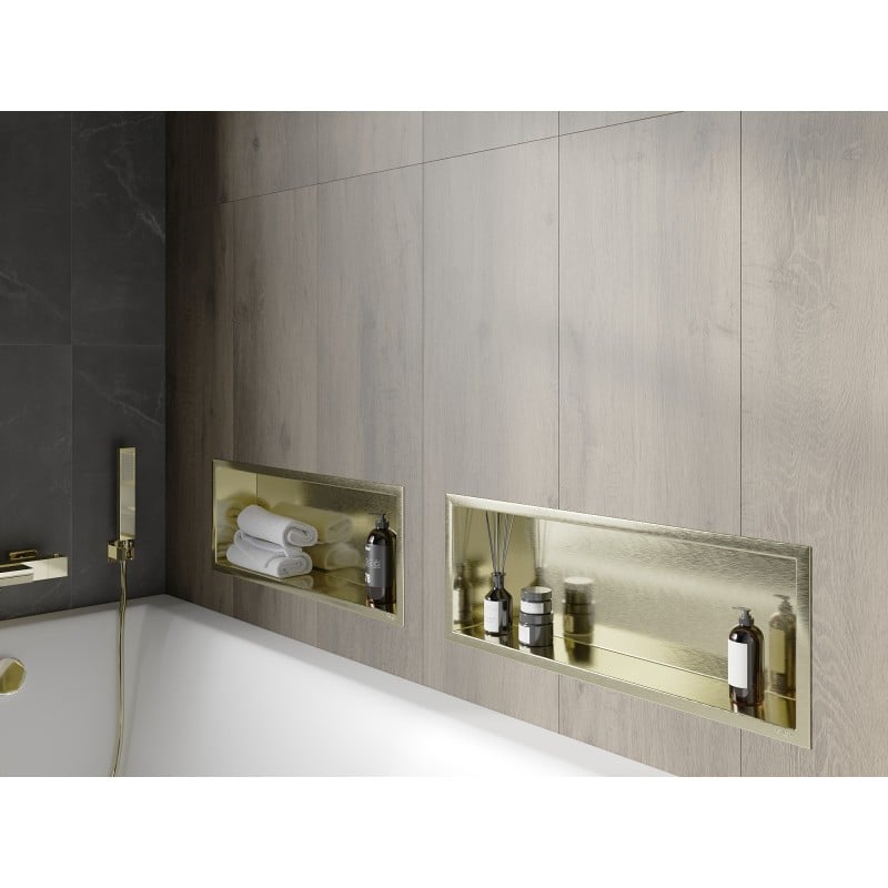 Mexen X-Wall-R Nischenregal mit Kragen 60 x 20 cm, gold gebürstet - 1950602010