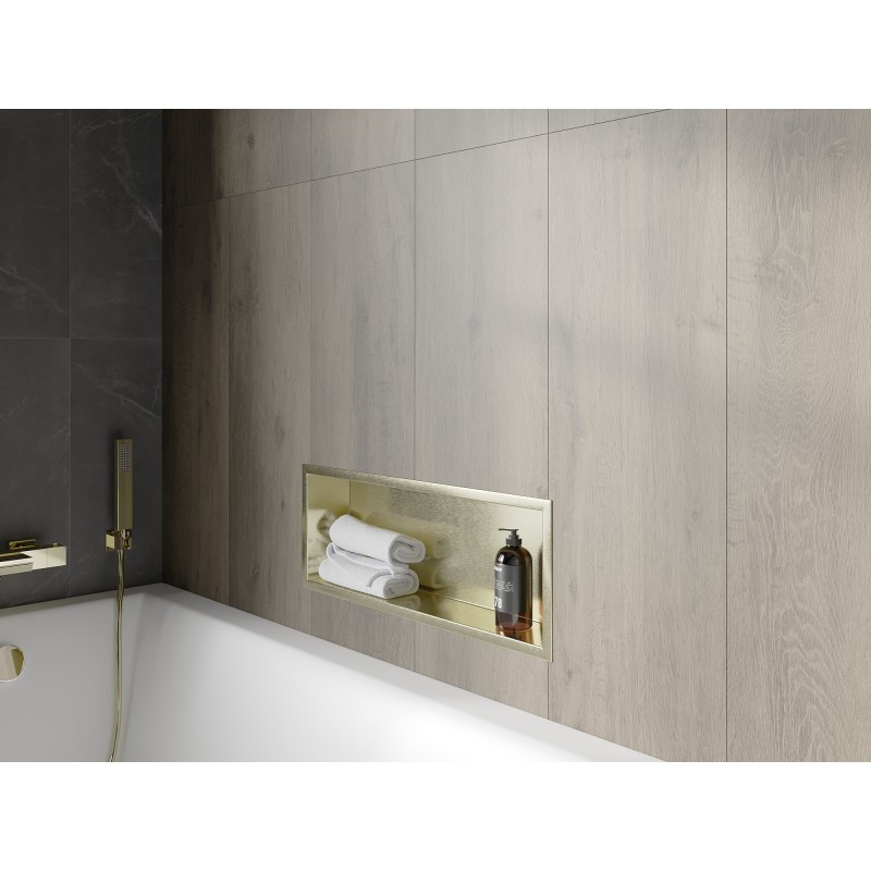 Mexen X-Wall-R Nischenregal mit Kragen 60 x 20 cm, gold gebürstet - 1950602010