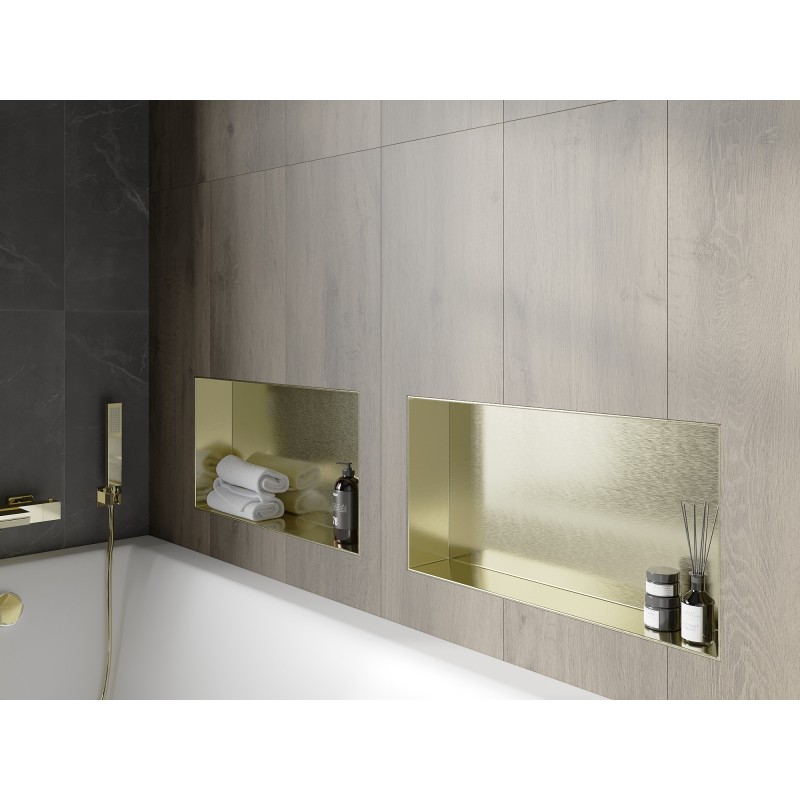 Mexen X-Wall-NR Einbauregal ohne Blende 60 x 30 cm, gebürstetes Gold - 1951603010