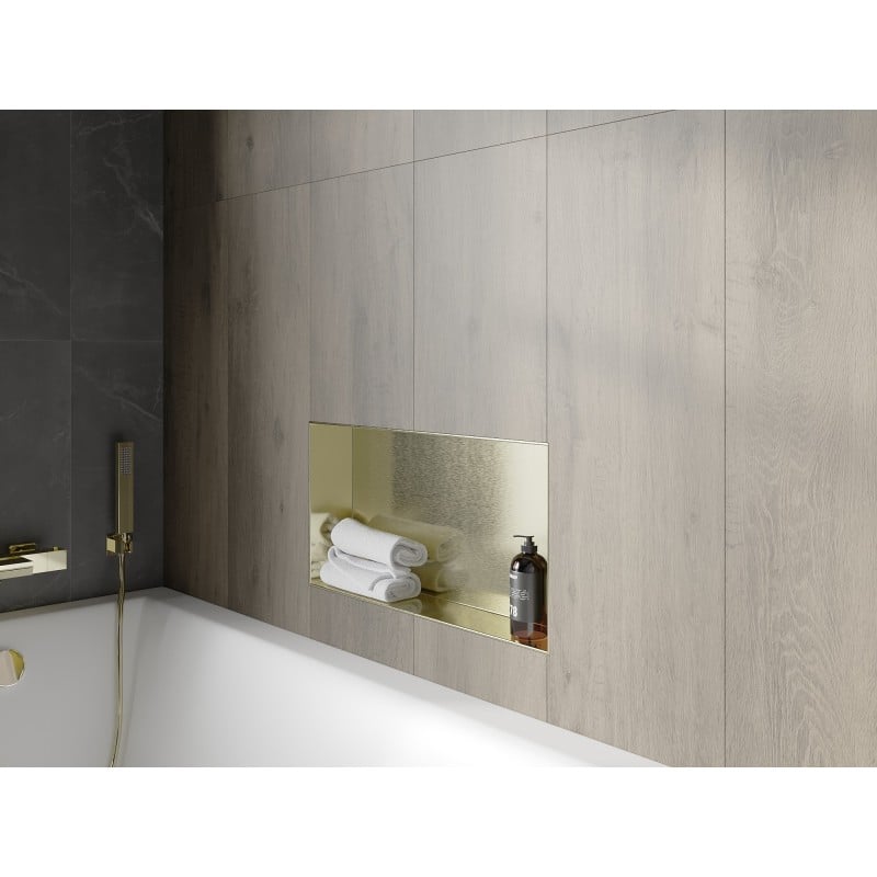 Mexen X-Wall-NR Einbauregal ohne Blende 60 x 30 cm, gebürstetes Gold - 1951603010