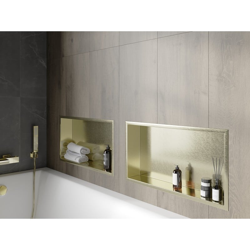 Mexen X-Wall-R Nischenregal mit Rahmen 60 x 30 cm, gebürstetes Gold - 1950603010