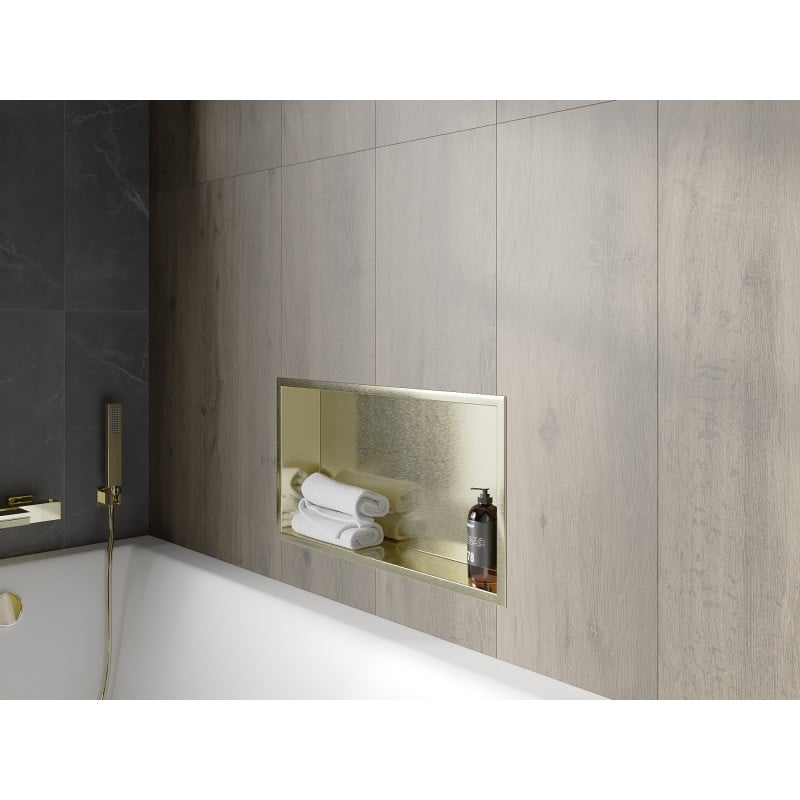 Mexen X-Wall-R Nischenregal mit Rahmen 60 x 30 cm, gebürstetes Gold - 1950603010