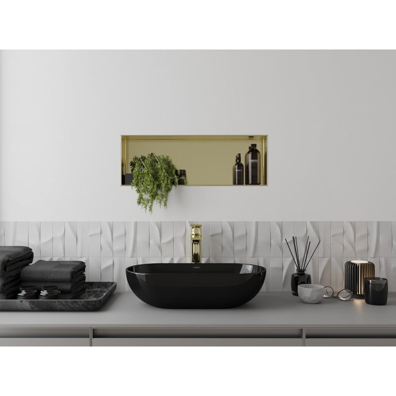 Mexen X-Wall-NR Nischenregal ohne Flansch 60 x 20 cm, gebürstet Gold - 1951602010