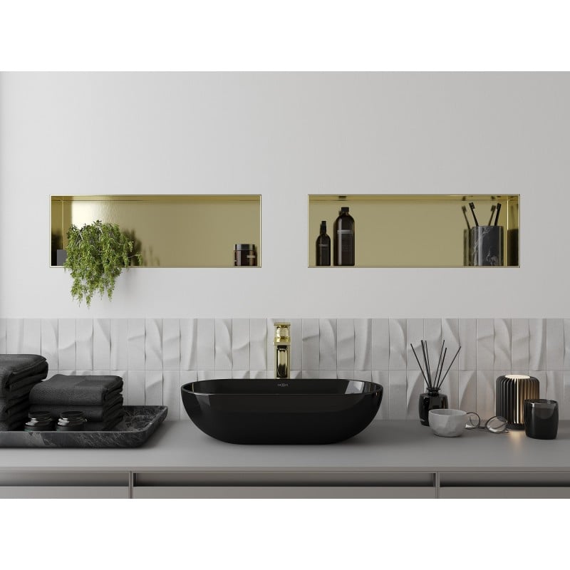 Mexen X-Wall-NR Nischenregal ohne Flansch 60 x 20 cm, gebürstet Gold - 1951602010