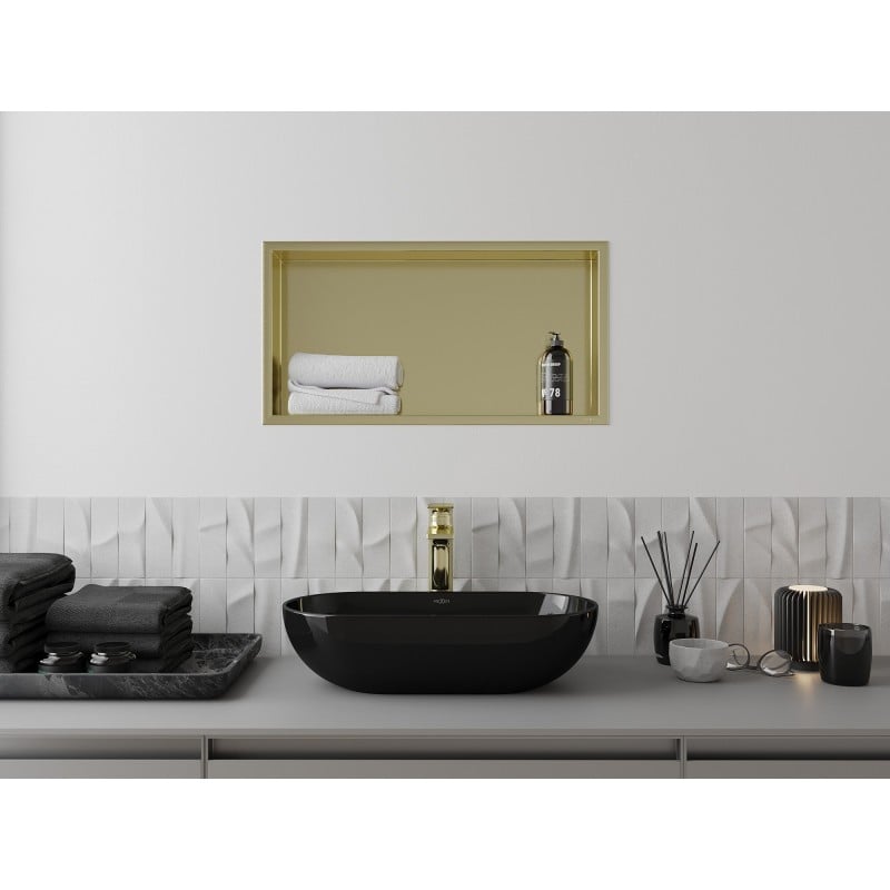 Mexen X-Wall-R Nischenregal mit Rahmen 60 x 30 cm, gebürstetes Gold - 1950603010