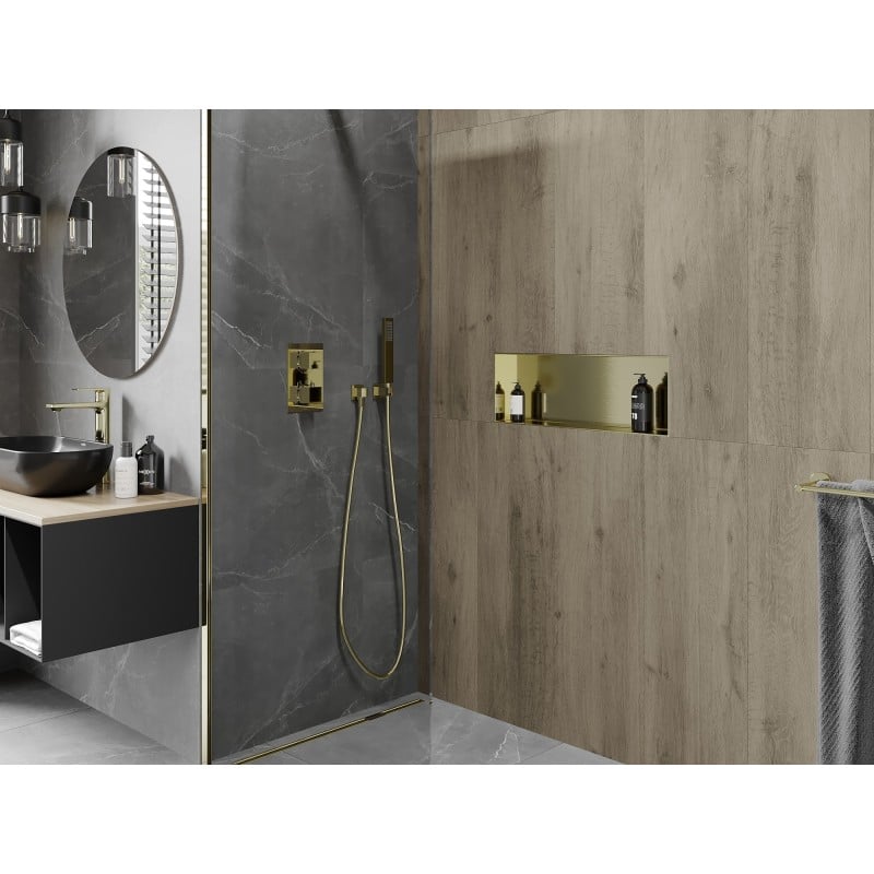 Mexen X-Wall-NR Nischenregal ohne Flansch 60 x 20 cm, gebürstet Gold - 1951602010