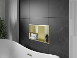 Mexen X-Wall-R Nischenregal mit Rand und Regal 60 x 30 cm, gebürstetes Gold - 1950603010S