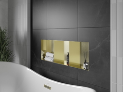 Mexen X-Wall-NR Nischenregal ohne Flansch mit Regal 90 x 30 cm, gebürstetes Gold - 1951903010S