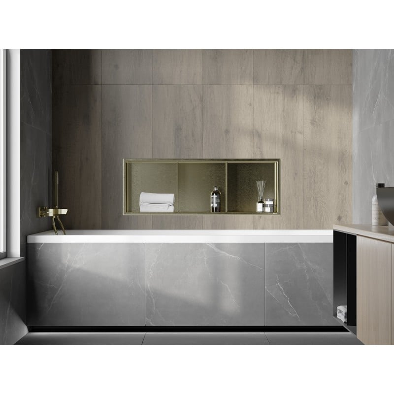Mexen X-Wall-R Nischenregal mit Flansch und Regal 90 x 30 cm, gebürstetes Gold - 1950903010S