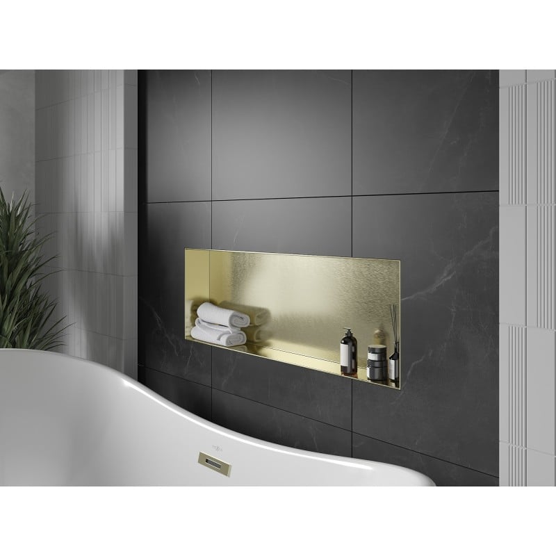 Mexen X-Wall-NR Nischenregal ohne Flansch 90 x 30 cm, gebürstetes Gold - 1951903010