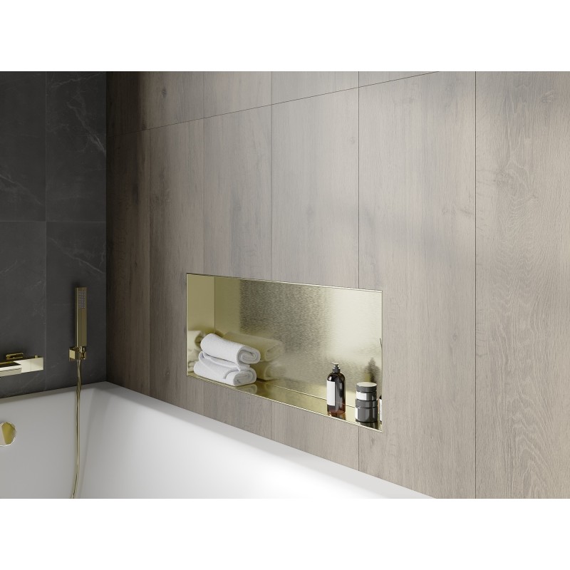 Mexen X-Wall-NR Nischenregal ohne Flansch 75 x 30 cm, gebürstetes Gold - 1951753010