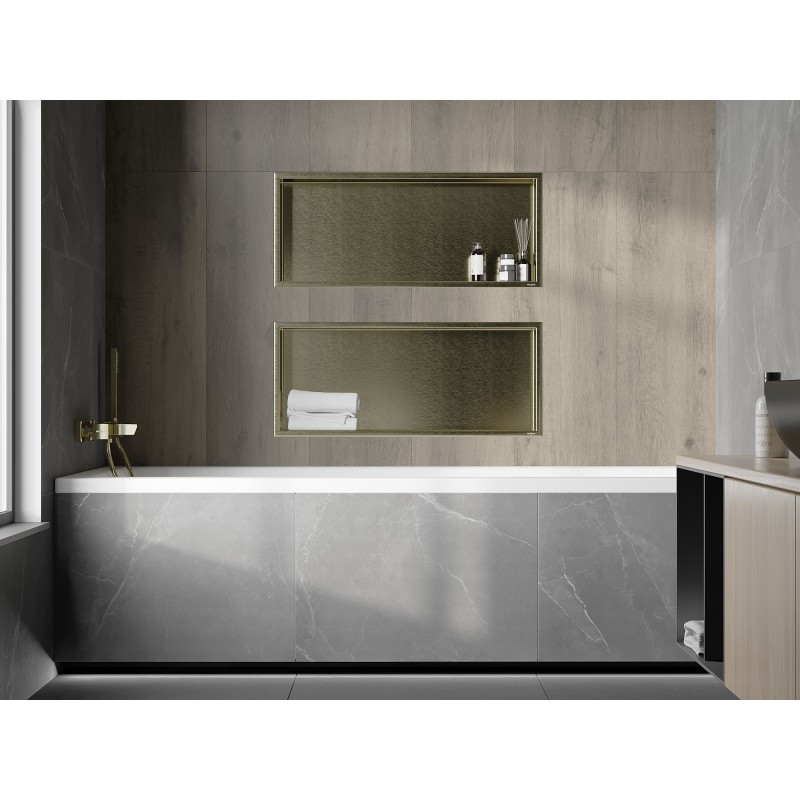 Mexen X-Wall-R Nischenregal mit Flansch 75 x 30 cm, gebürstet gold - 1950753010